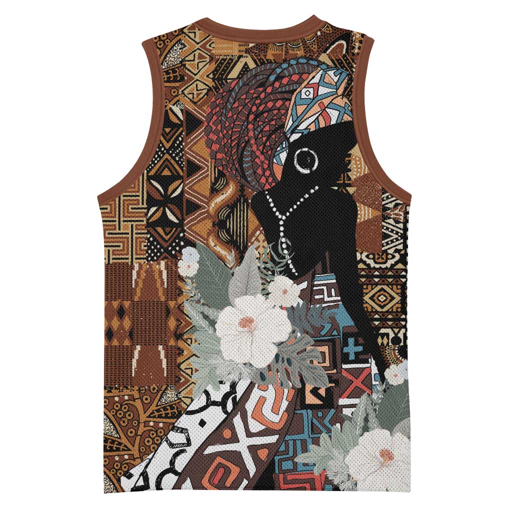 Beautiful Black Woman Basketball Jersey African Tribal Pattern - African Pride