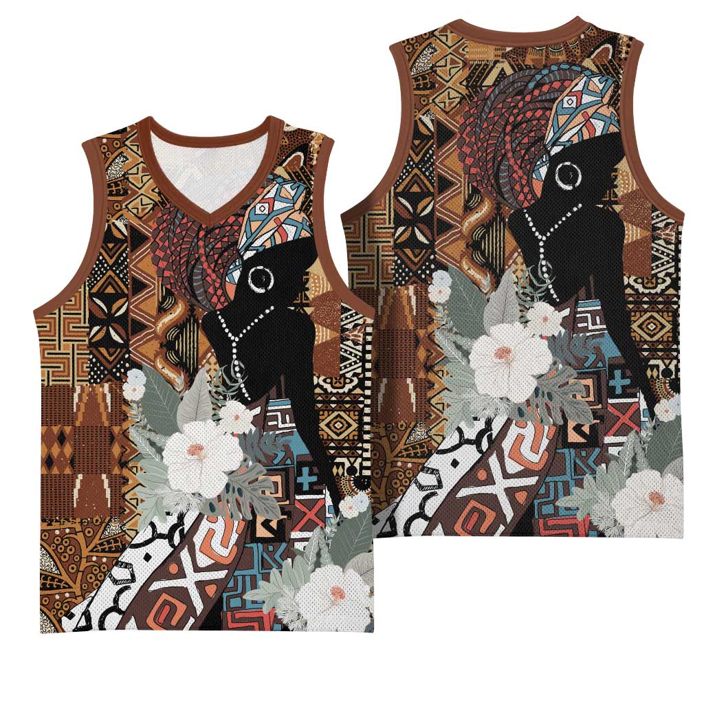Beautiful Black Woman Basketball Jersey African Tribal Pattern - African Pride