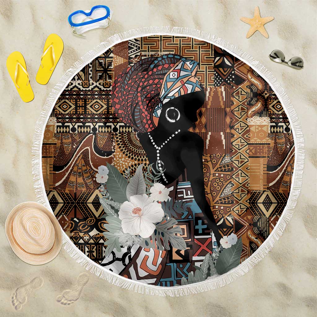 Beautiful Black Woman Beach Blanket African Tribal Pattern