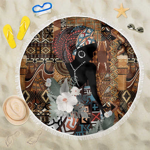 Beautiful Black Woman Beach Blanket African Tribal Pattern