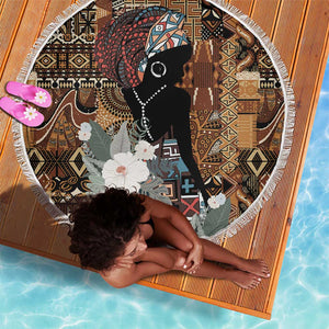 Beautiful Black Woman Beach Blanket African Tribal Pattern