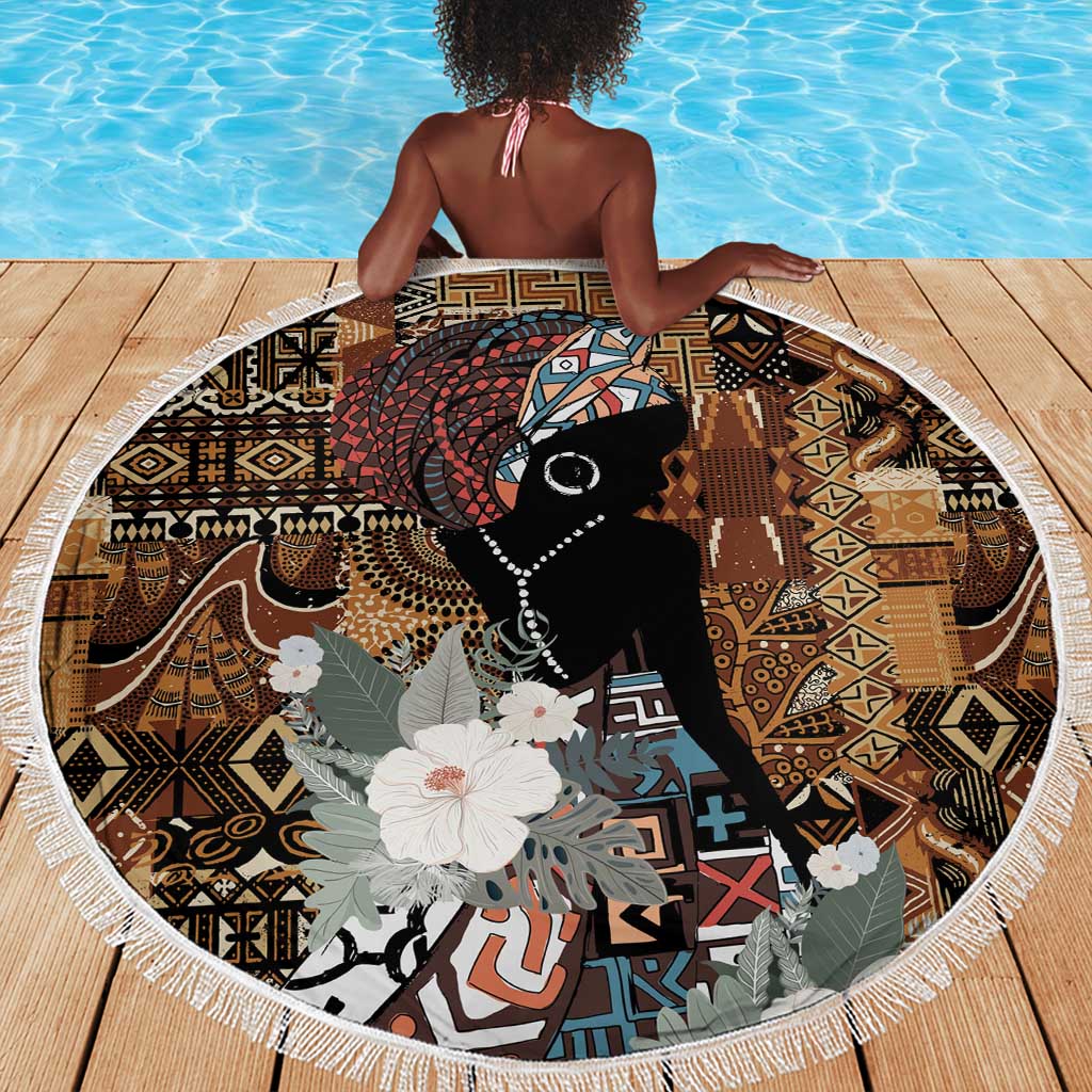 Beautiful Black Woman Beach Blanket African Tribal Pattern