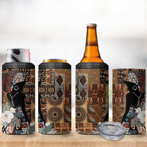 Beautiful Black Woman 4 in 1 Can Cooler Tumbler African Tribal Pattern