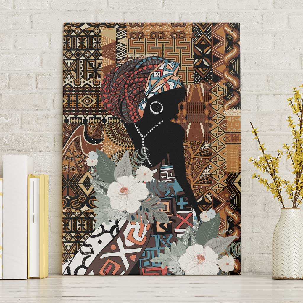 Beautiful Black Woman Canvas Wall Art African Tribal Pattern