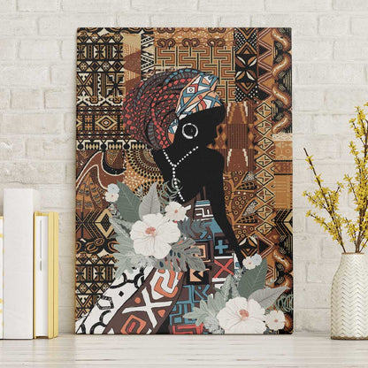 Beautiful Black Woman Canvas Wall Art African Tribal Pattern