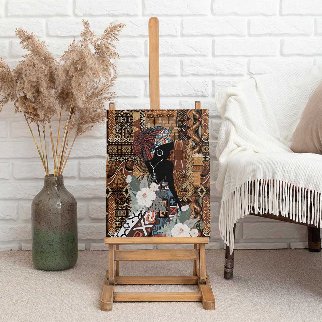 Beautiful Black Woman Canvas Wall Art African Tribal Pattern