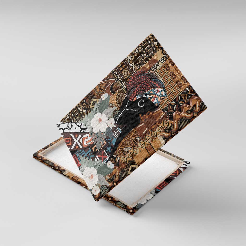 Beautiful Black Woman Canvas Wall Art African Tribal Pattern