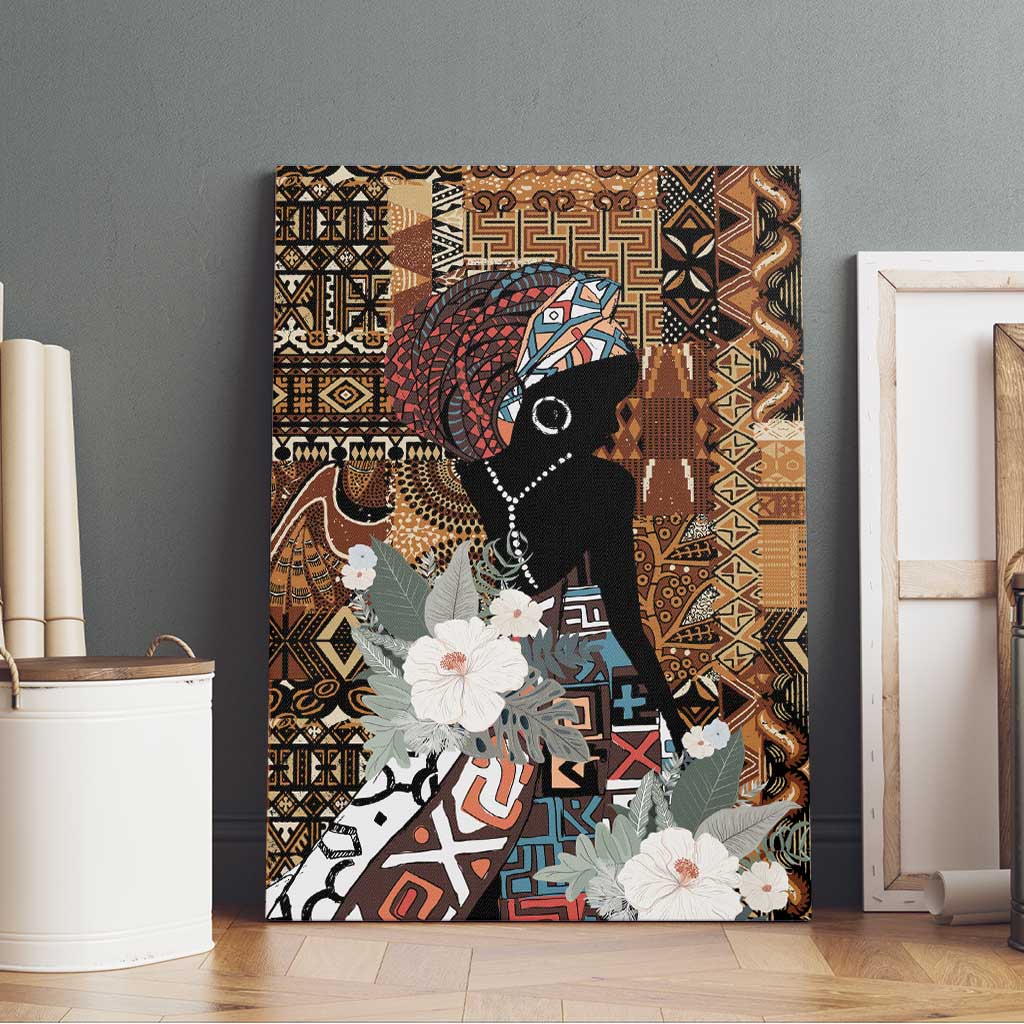 Beautiful Black Woman Canvas Wall Art African Tribal Pattern