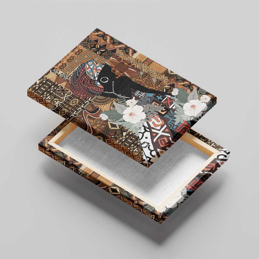 Beautiful Black Woman Canvas Wall Art African Tribal Pattern
