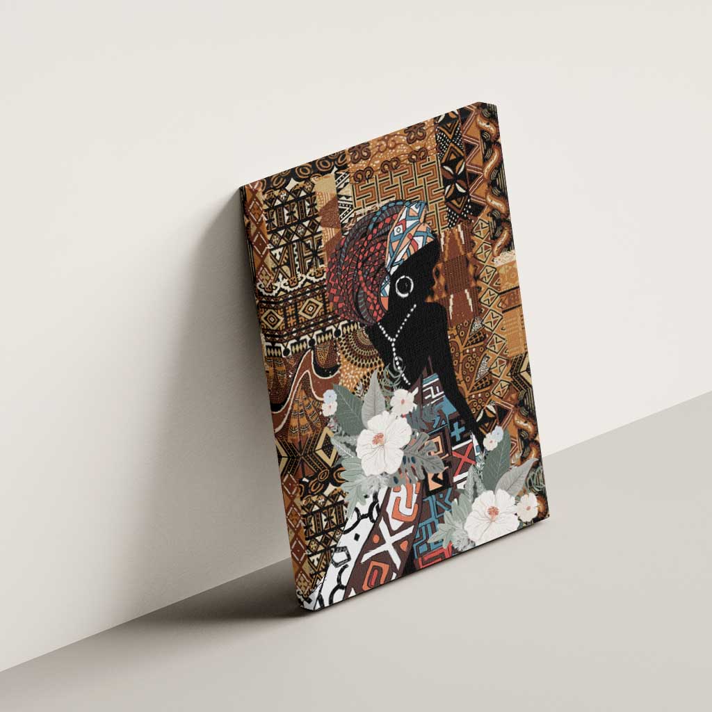 Beautiful Black Woman Canvas Wall Art African Tribal Pattern