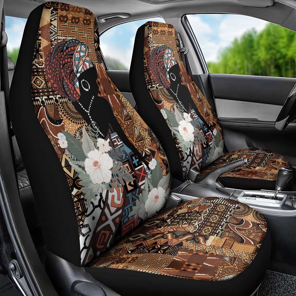 Beautiful Black Woman Car Seat Cover African Tribal Pattern