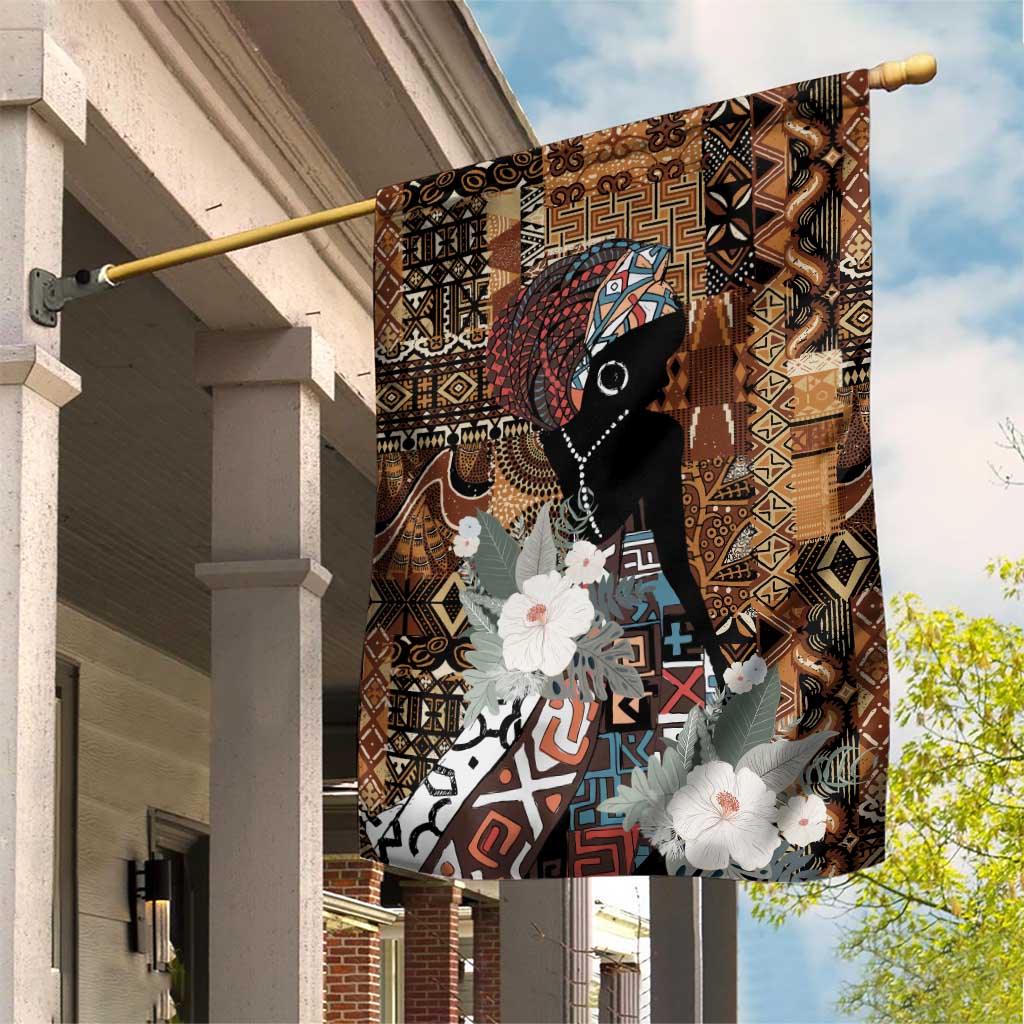 Beautiful Black Woman Garden Flag African Tribal Pattern