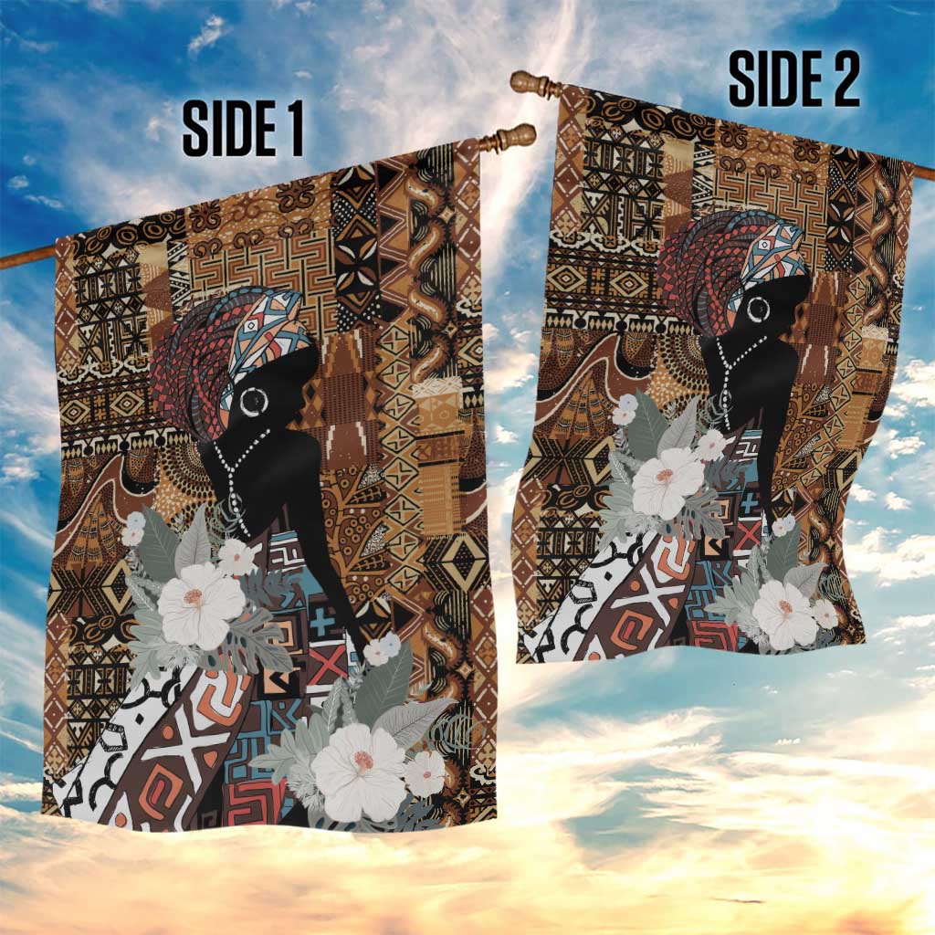Beautiful Black Woman Garden Flag African Tribal Pattern