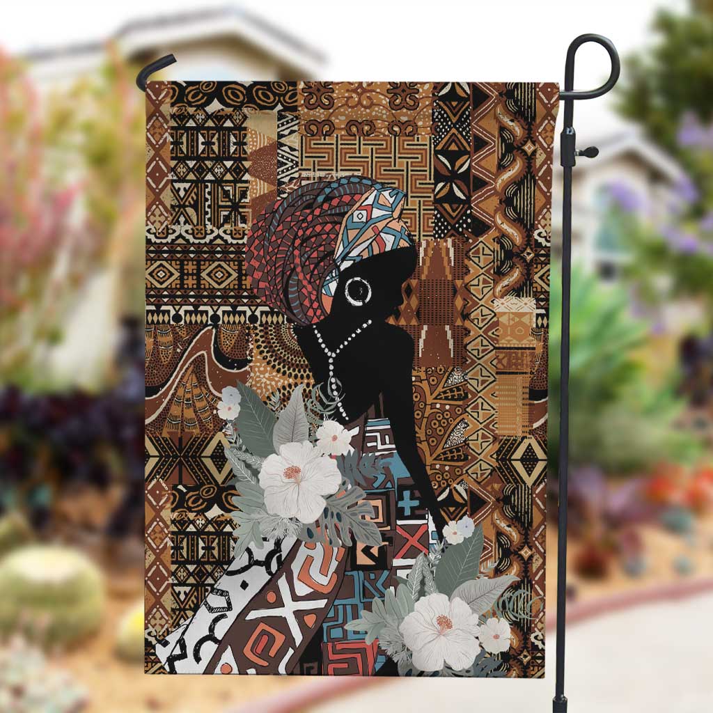 Beautiful Black Woman Garden Flag African Tribal Pattern