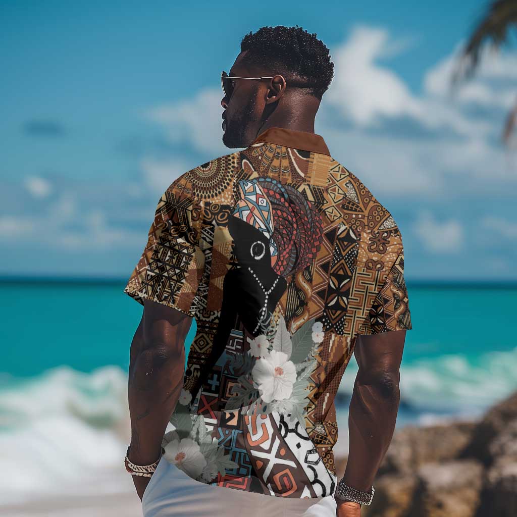 Beautiful Black Woman Hawaiian Shirt African Tribal Pattern