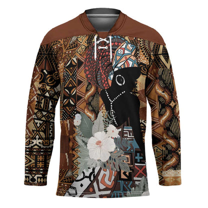 Beautiful Black Woman Hockey Jersey African Tribal Pattern