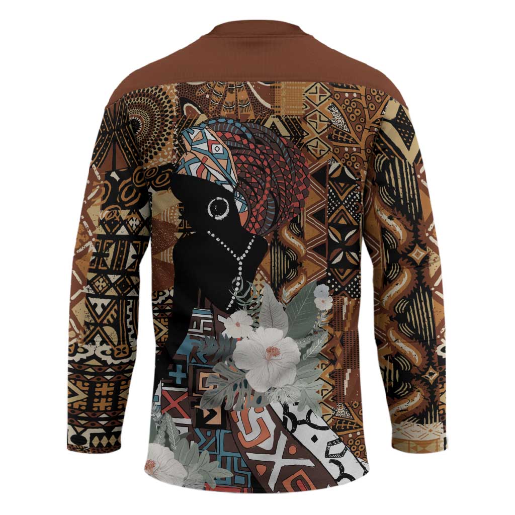 Beautiful Black Woman Hockey Jersey African Tribal Pattern