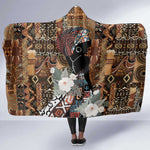 Beautiful Black Woman Hooded Blanket African Tribal Pattern