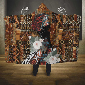 Beautiful Black Woman Hooded Blanket African Tribal Pattern