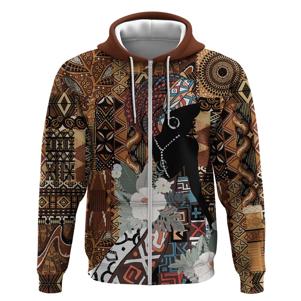 Beautiful Black Woman Hoodie African Tribal Pattern