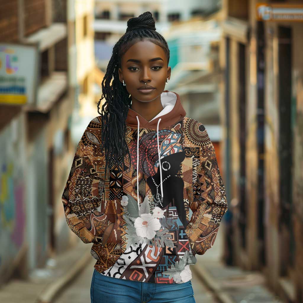 Beautiful Black Woman Hoodie African Tribal Pattern