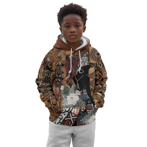 Beautiful Black Woman Kid Hoodie African Tribal Pattern