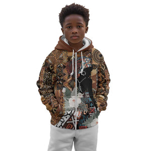 Beautiful Black Woman Kid Hoodie African Tribal Pattern
