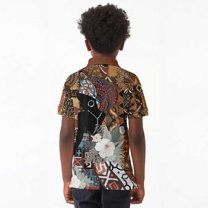 Beautiful Black Woman Kid Polo Shirt African Tribal Pattern