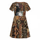 Beautiful Black Woman Kid Short Sleeve Dress African Tribal Pattern