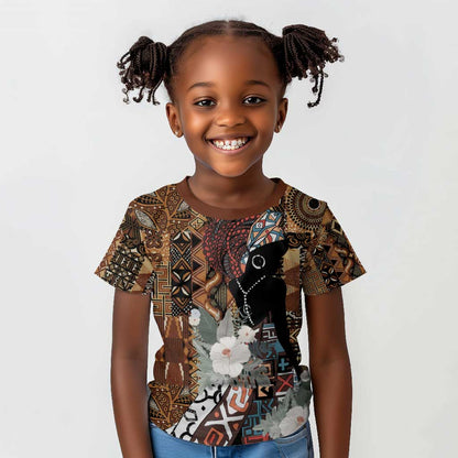 Beautiful Black Woman Kid T shirt African Tribal Pattern
