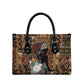 Beautiful Black Woman Leather Bag African Tribal Pattern