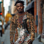 Beautiful Black Woman Long Sleeve Shirt African Tribal Pattern