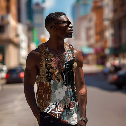 Beautiful Black Woman Men Tank Top African Tribal Pattern