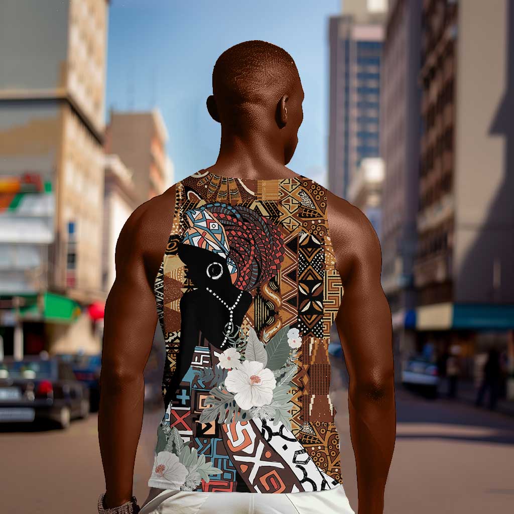 Beautiful Black Woman Men Tank Top African Tribal Pattern