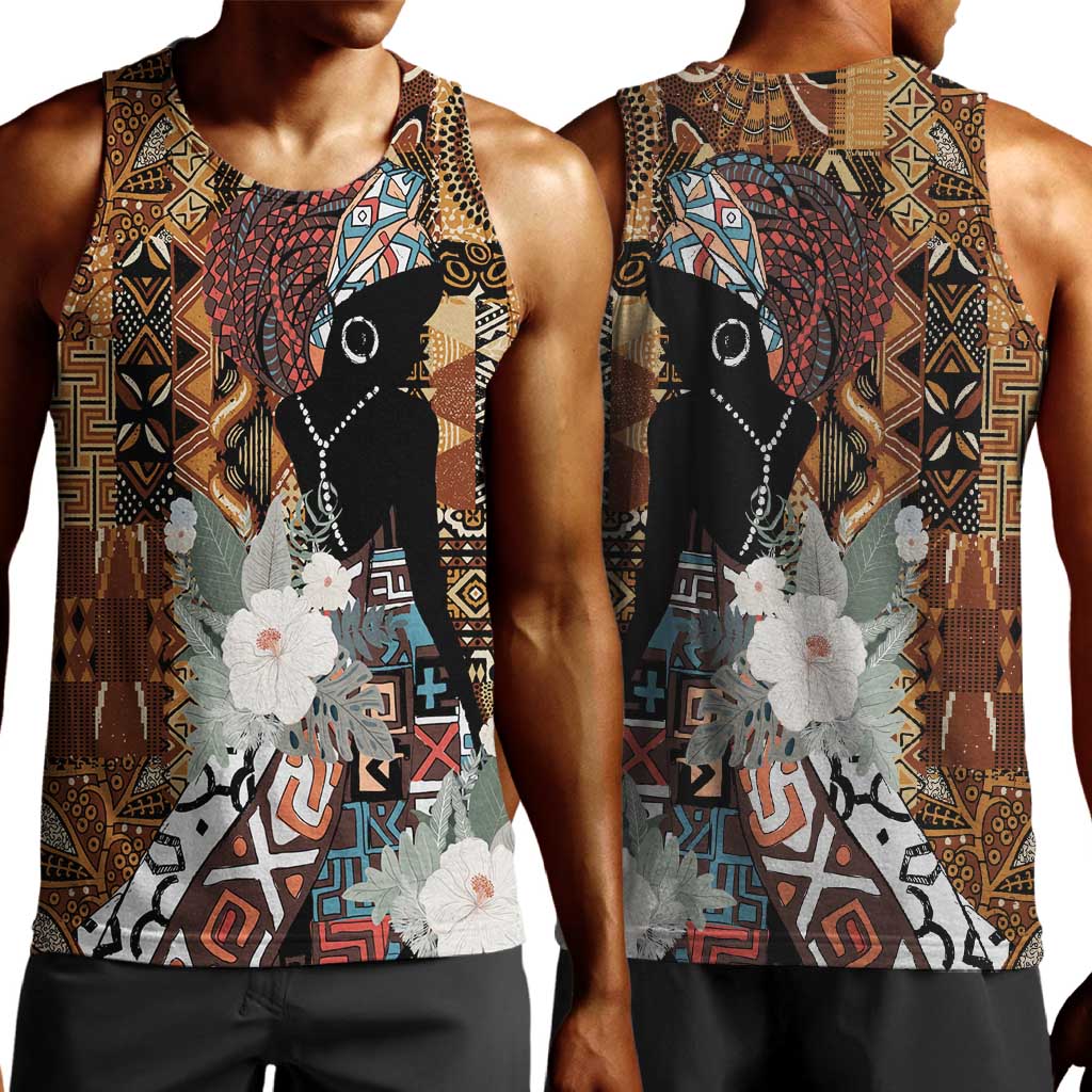 Beautiful Black Woman Men Tank Top African Tribal Pattern