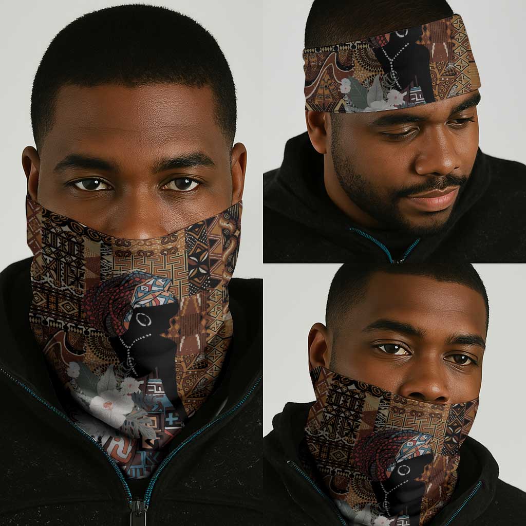 Beautiful Black Woman Neck Gaiter African Tribal Pattern LT9