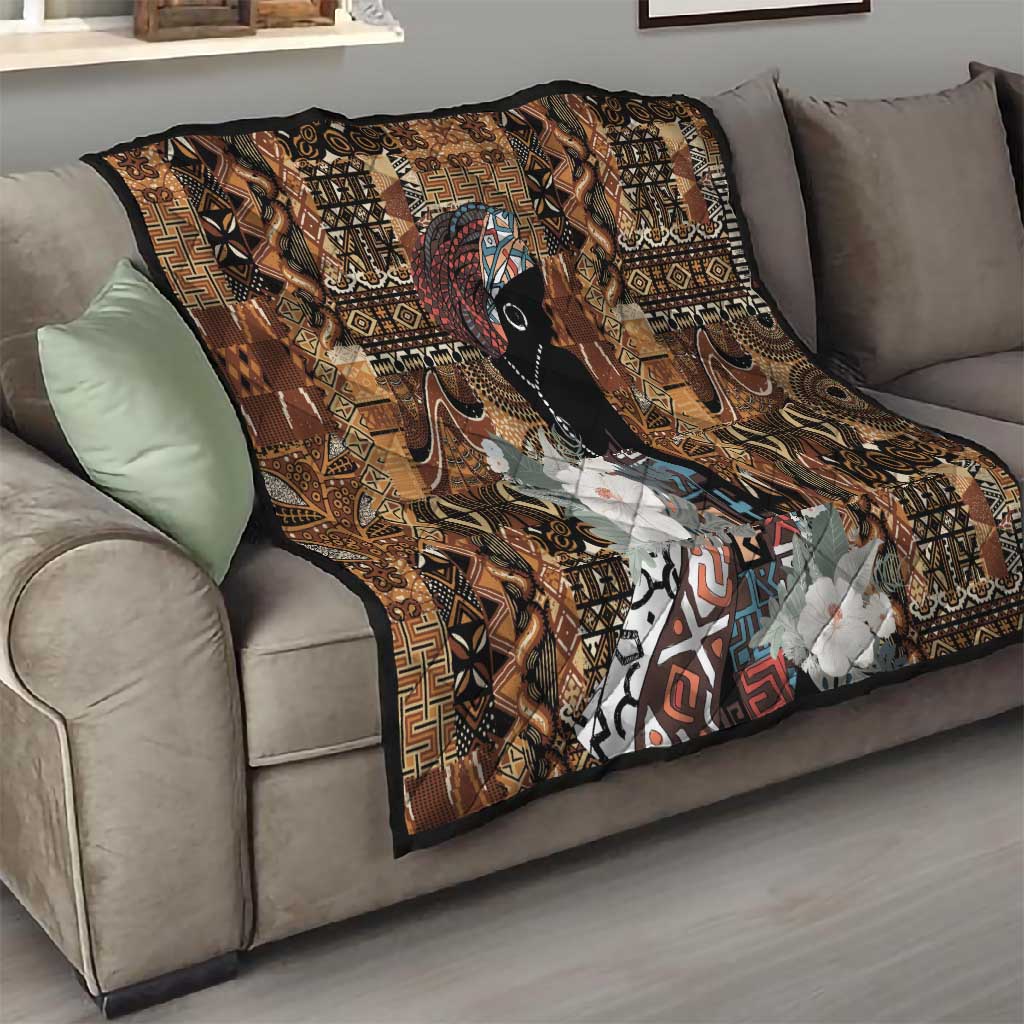 Beautiful Black Woman Quilt African Tribal Pattern