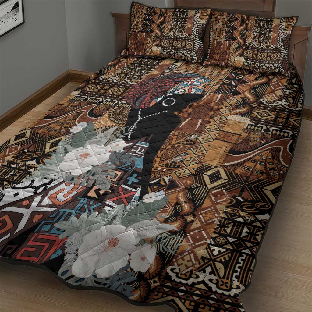 Beautiful Black Woman Quilt Bed Set African Tribal Pattern