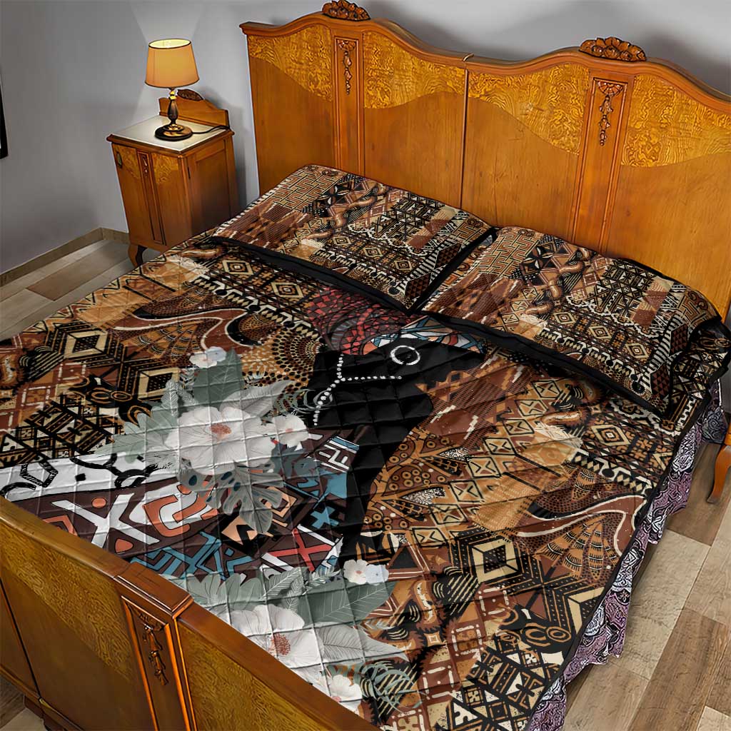 Beautiful Black Woman Quilt Bed Set African Tribal Pattern