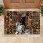 Beautiful Black Woman Rubber Doormat African Tribal Pattern