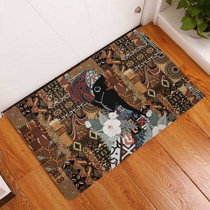 Beautiful Black Woman Rubber Doormat African Tribal Pattern