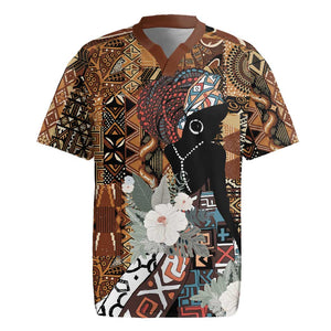 Beautiful Black Woman Rugby Jersey African Tribal Pattern