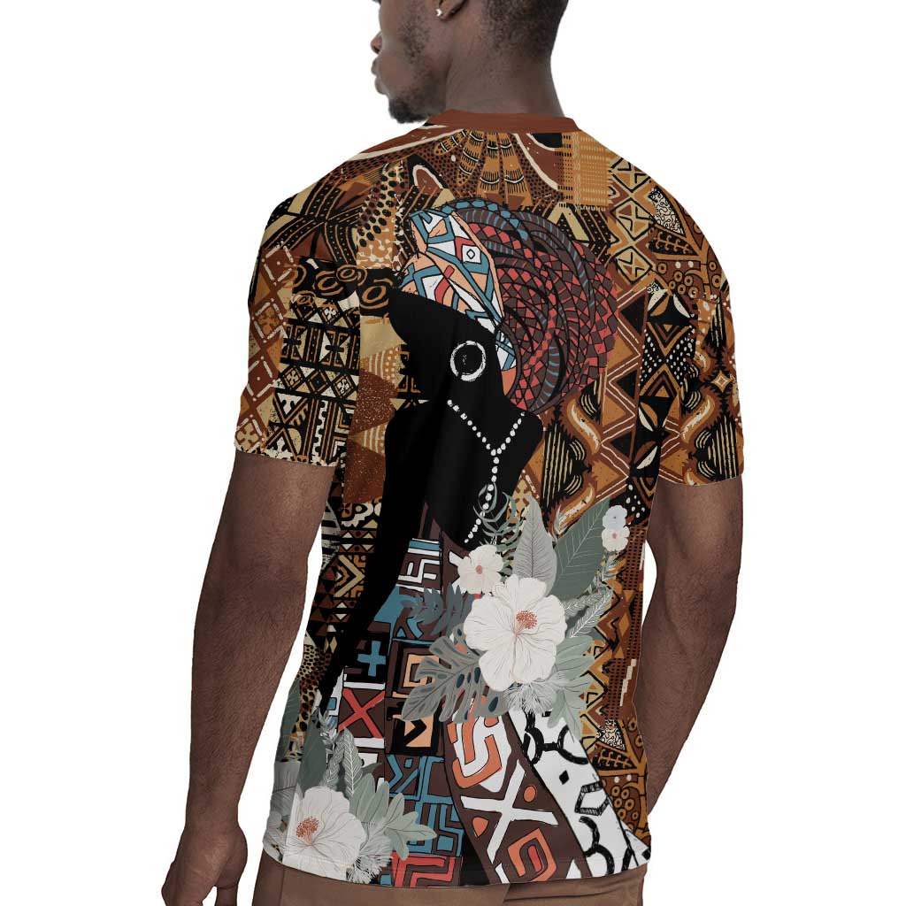 Beautiful Black Woman Rugby Jersey African Tribal Pattern