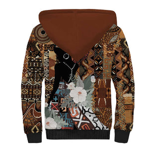 Beautiful Black Woman Sherpa Hoodie African Tribal Pattern