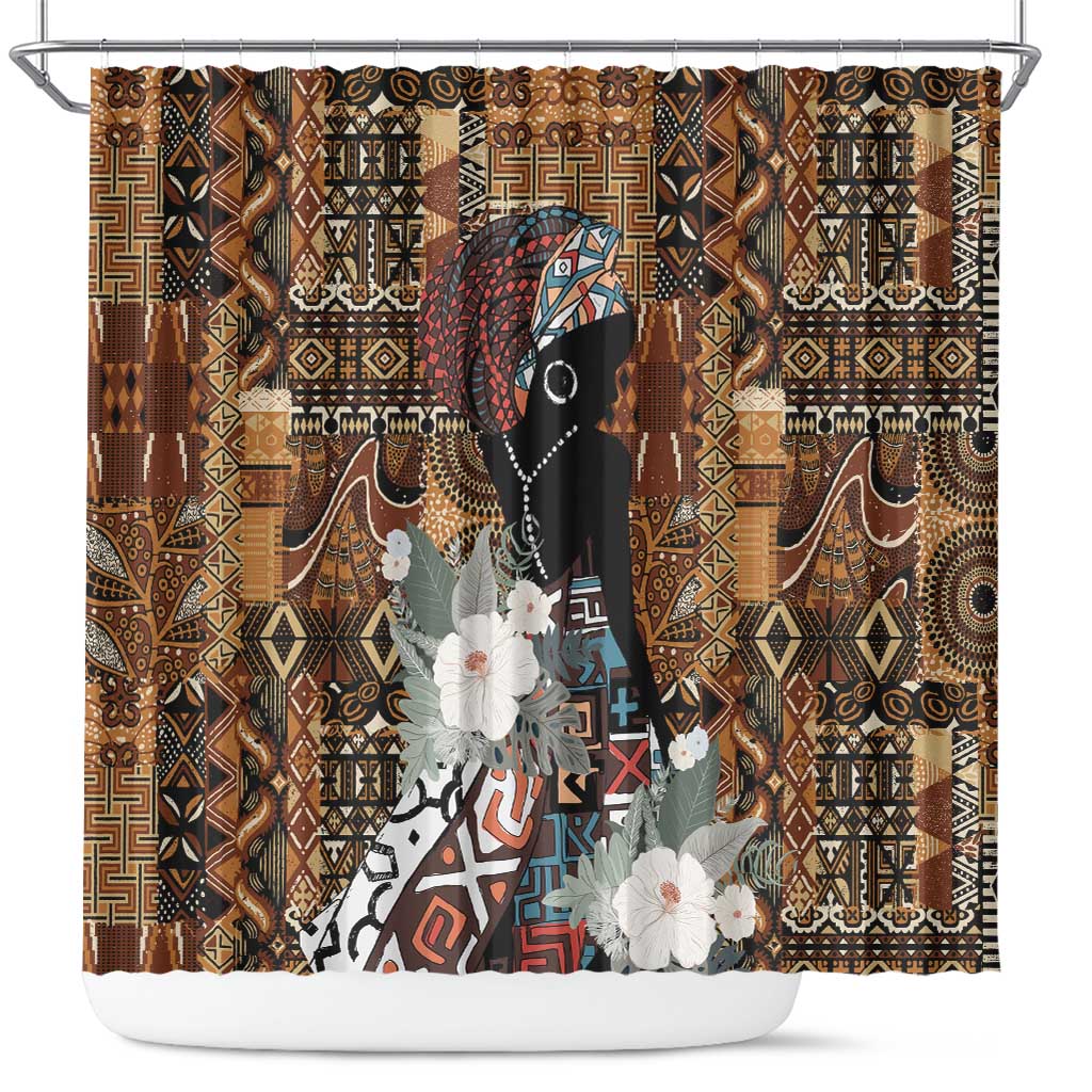 Beautiful Black Woman Shower Curtain African Tribal Pattern