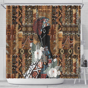 Beautiful Black Woman Shower Curtain African Tribal Pattern