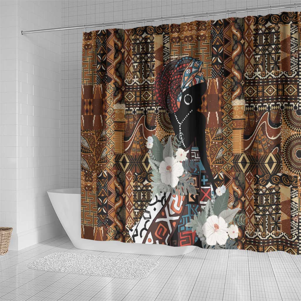 Beautiful Black Woman Shower Curtain African Tribal Pattern