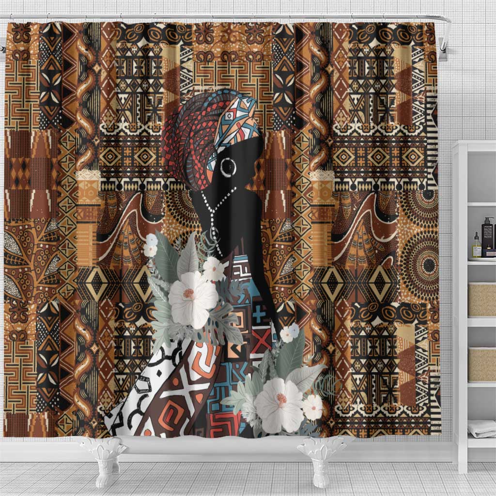 Beautiful Black Woman Shower Curtain African Tribal Pattern