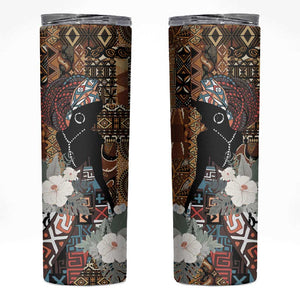Beautiful Black Woman Skinny Tumbler African Tribal Pattern