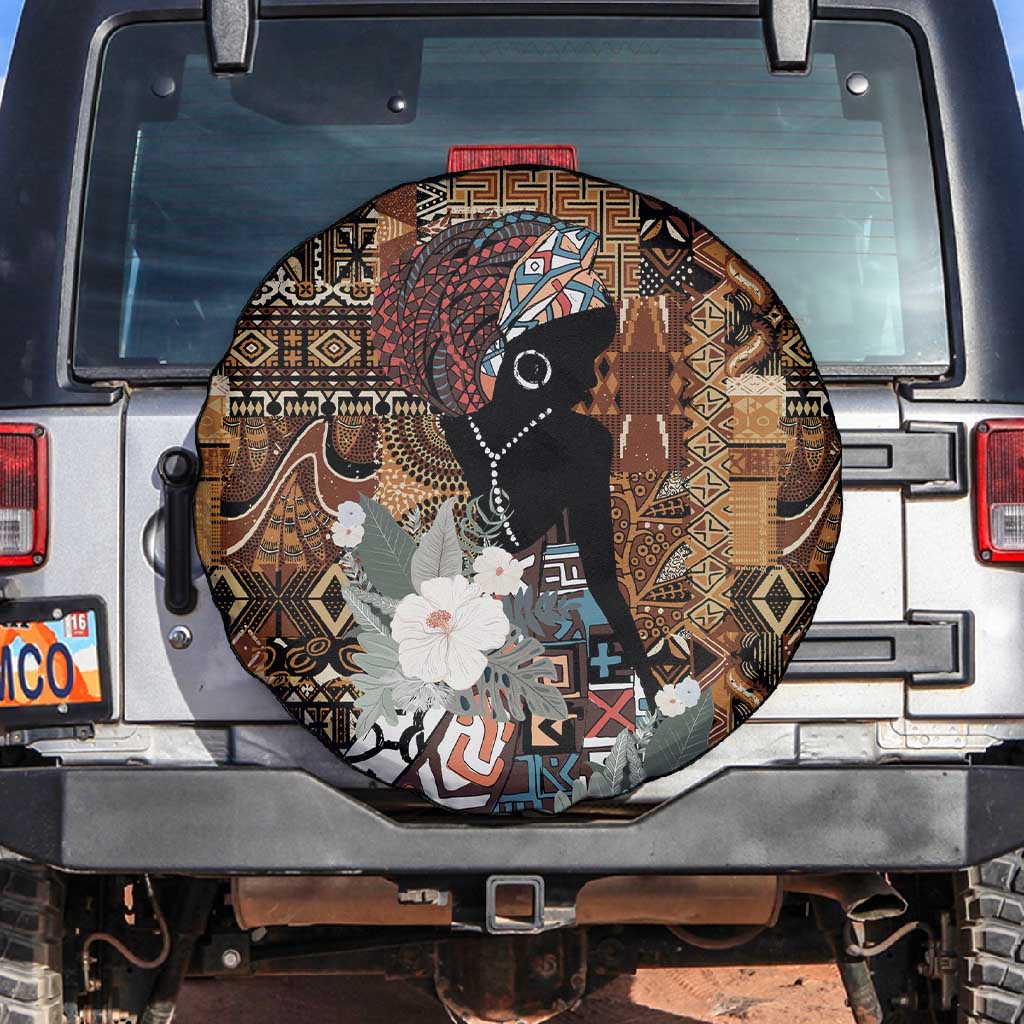 Beautiful Black Woman Spare Tire Cover African Tribal Pattern